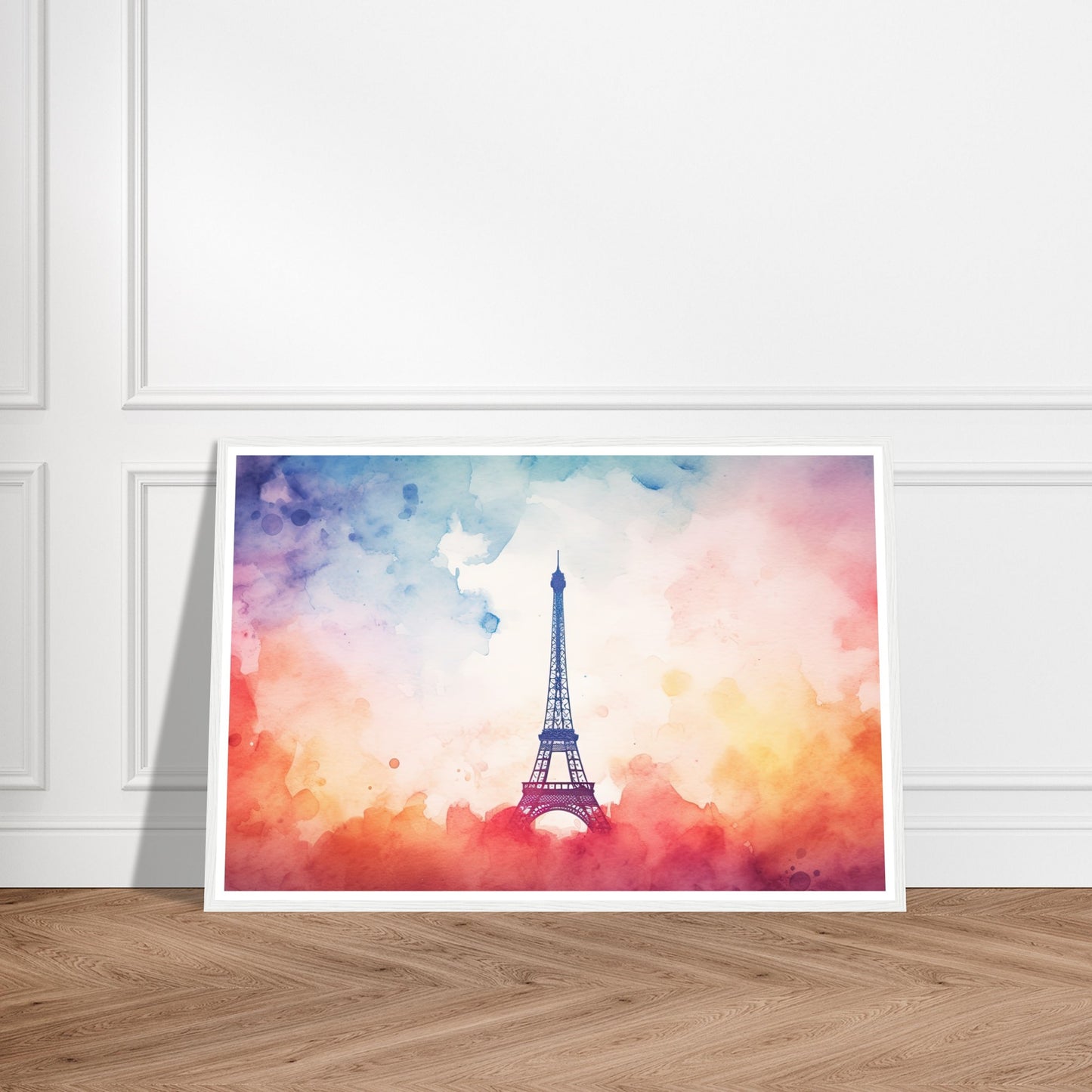 Watercolour Splashed Eiffel Tower