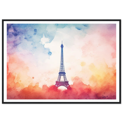 Watercolour Splashed Eiffel Tower