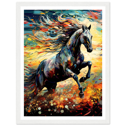 Black horse galloping