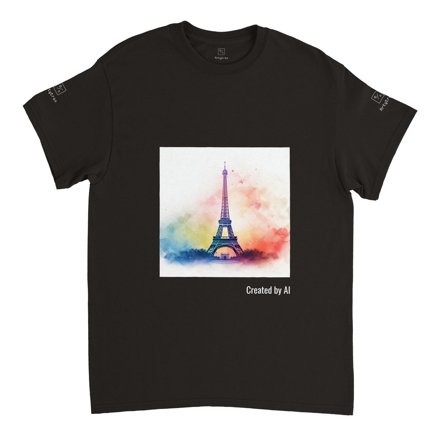 Watercolour Splashed Eiffel Tower T-shirt