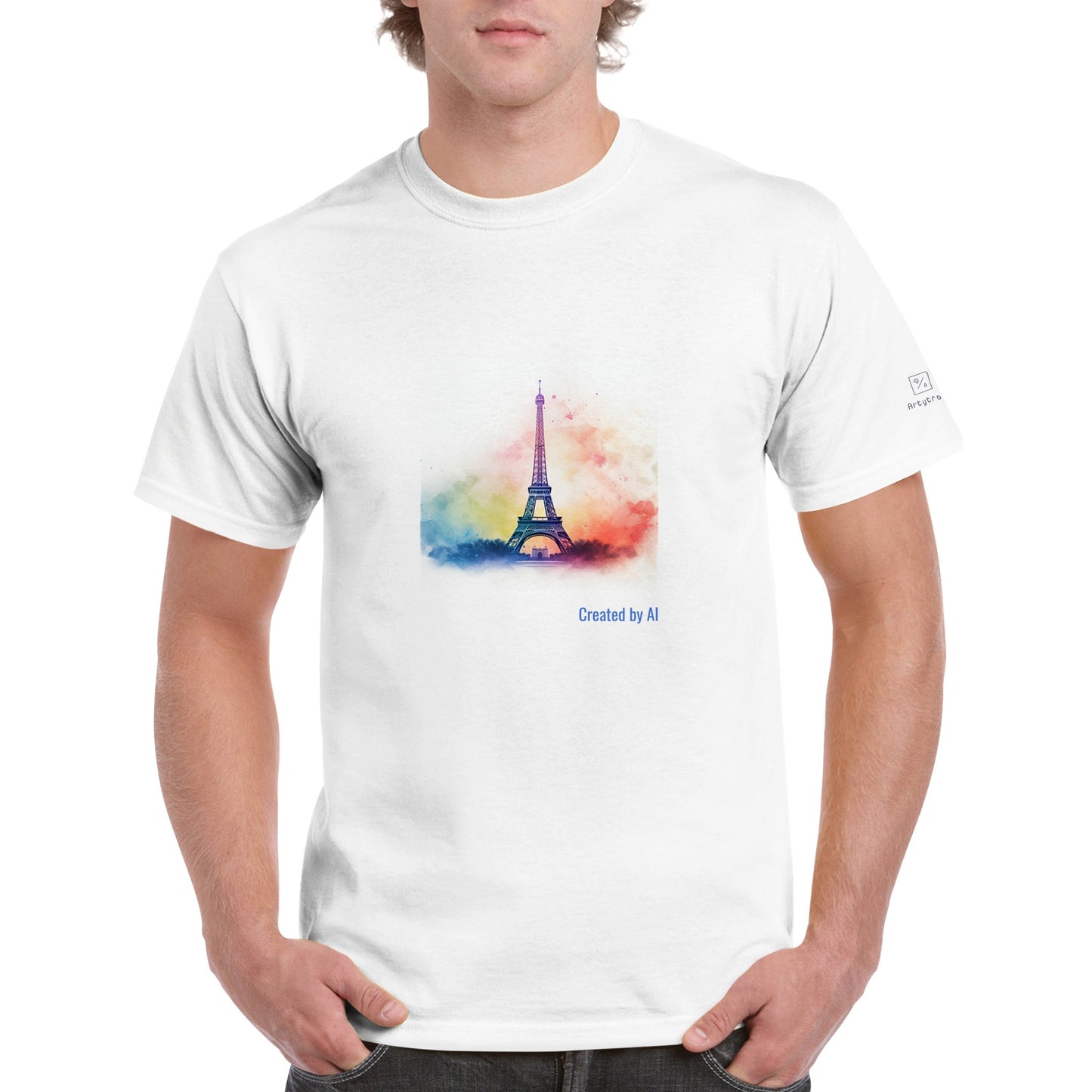 Watercolour Splashed Eiffel Tower T-shirt