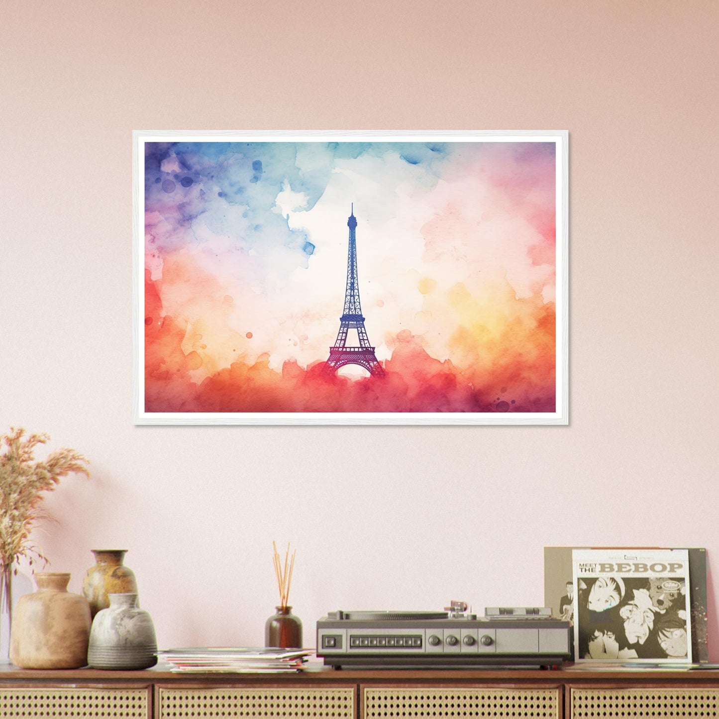 Watercolour Splashed Eiffel Tower