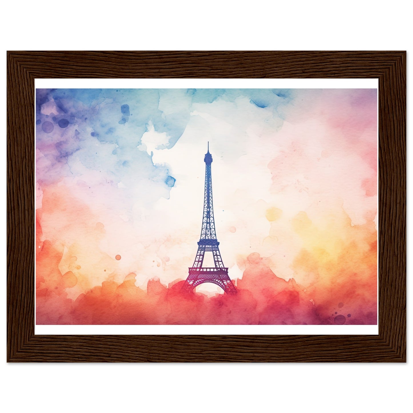 Watercolour Splashed Eiffel Tower