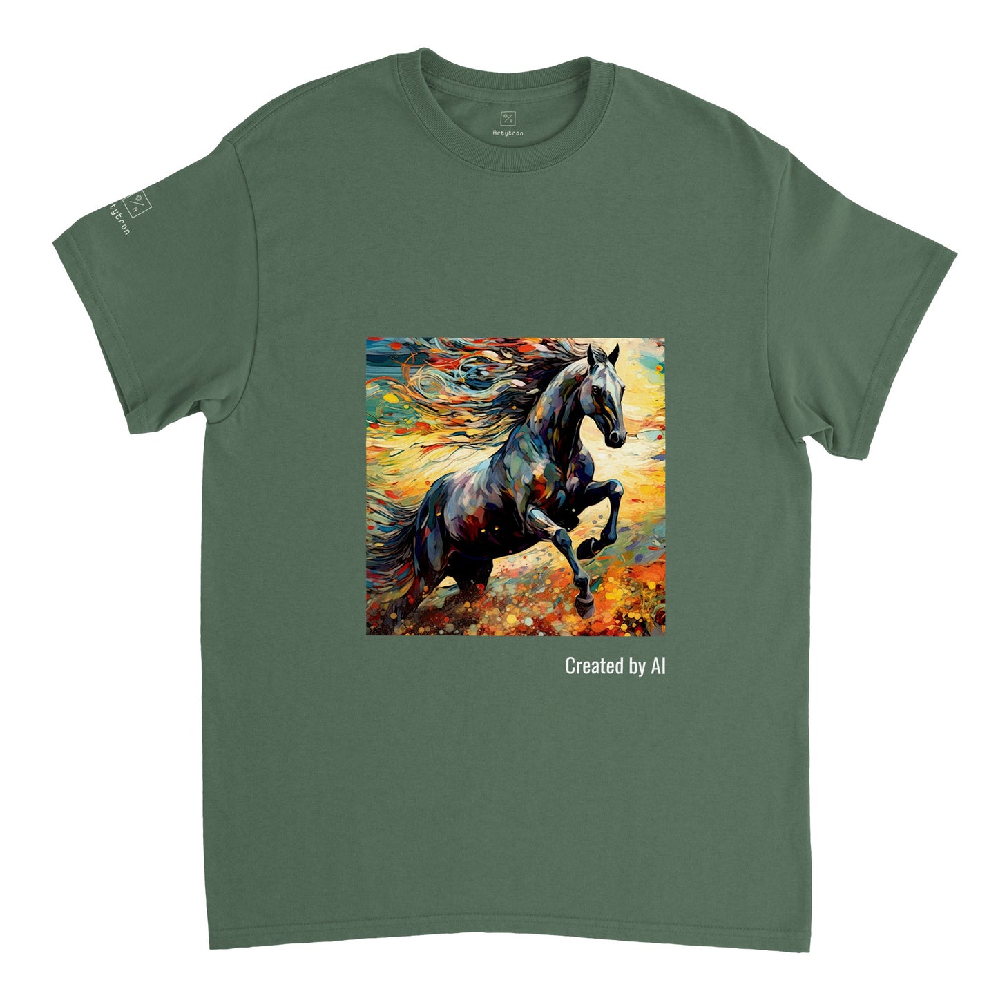 Black horse galloping T-shirt