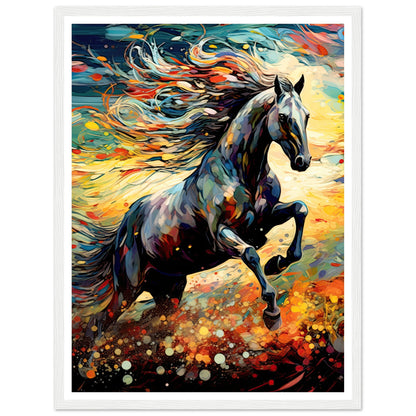 Black horse galloping