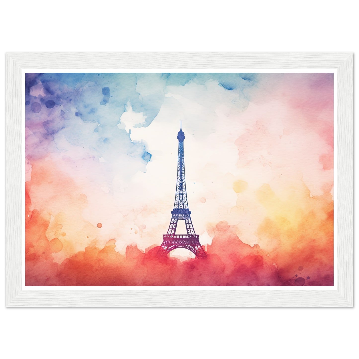 Watercolour Splashed Eiffel Tower