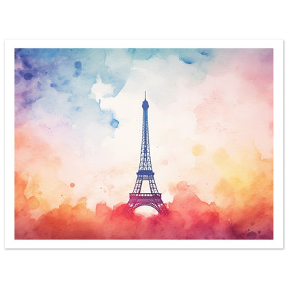 Watercolour Splashed Eiffel Tower