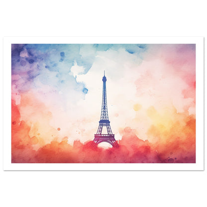 Watercolour Splashed Eiffel Tower