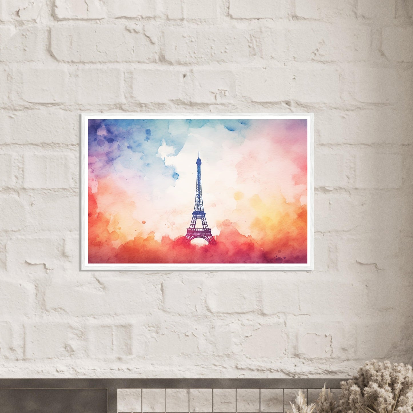 Watercolour Splashed Eiffel Tower