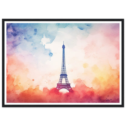 Watercolour Splashed Eiffel Tower