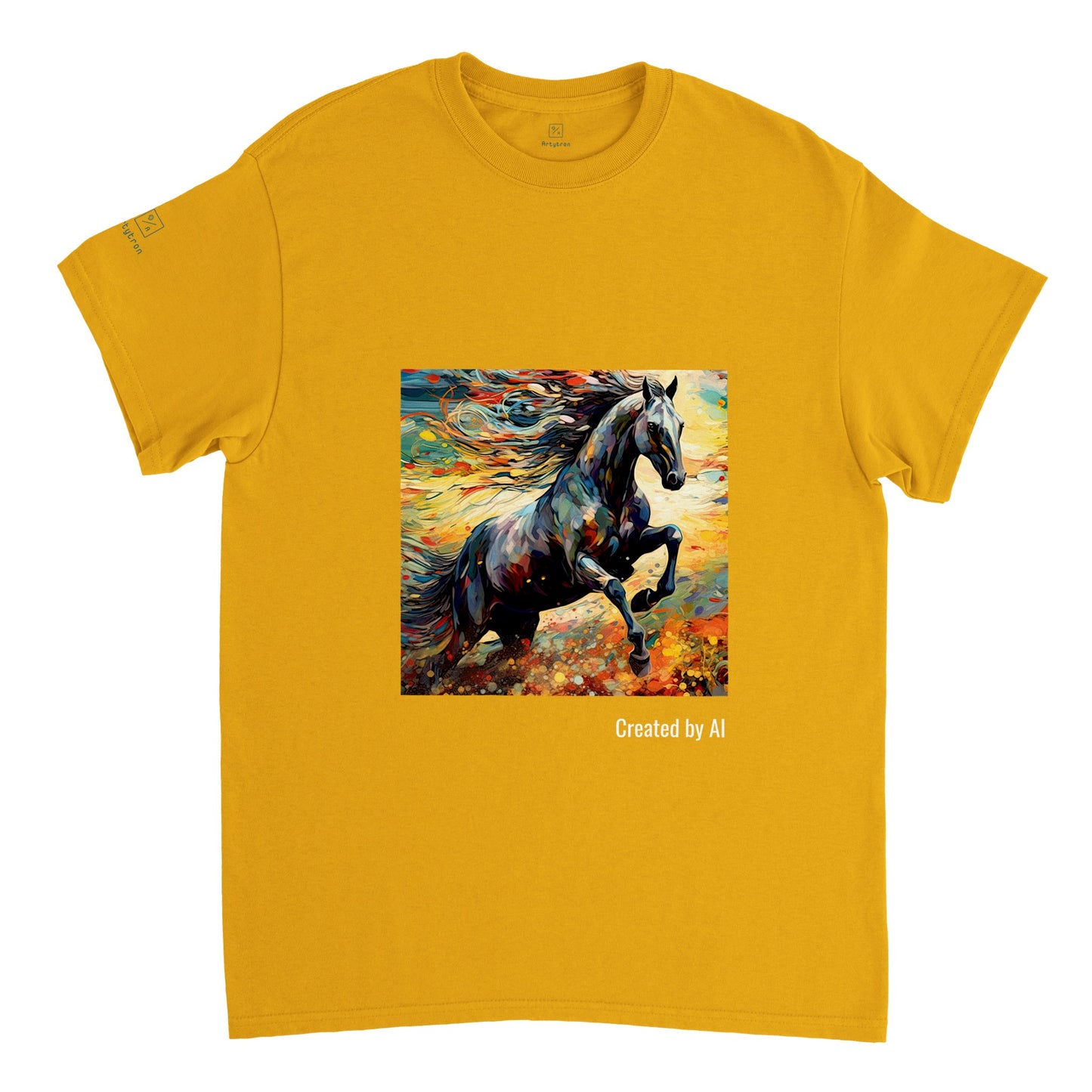 Black horse galloping T-shirt