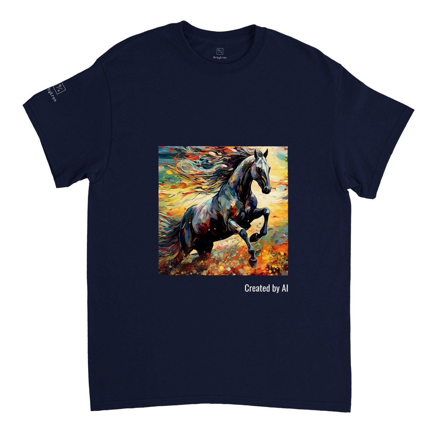 Black horse galloping T-shirt