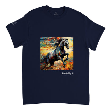 Black horse galloping T-shirt