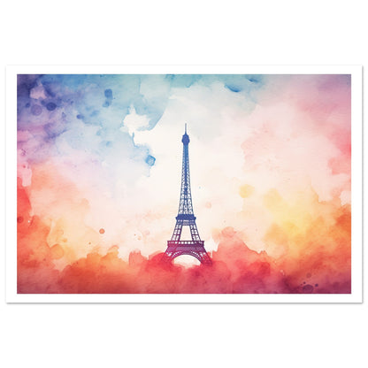 Watercolour Splashed Eiffel Tower