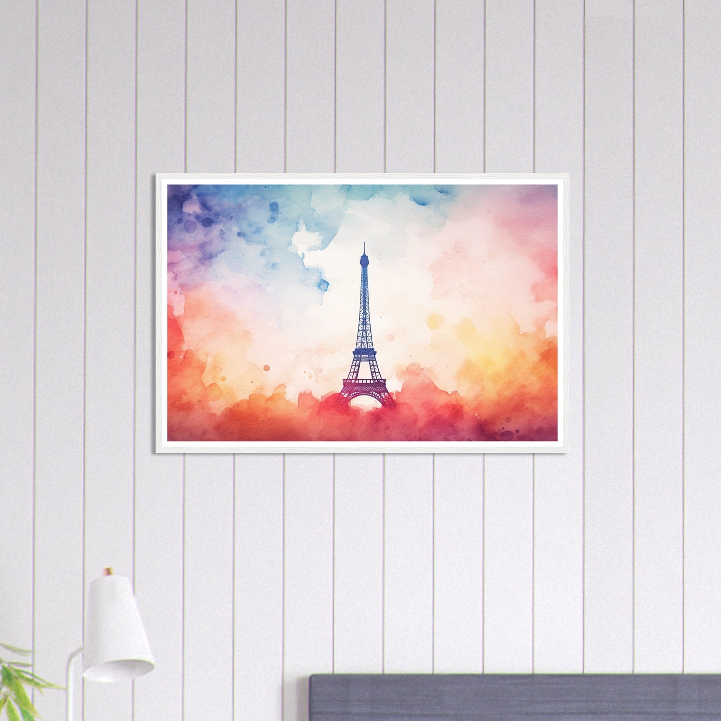 Watercolour Splashed Eiffel Tower