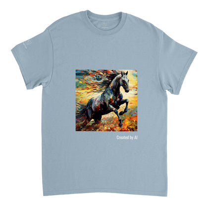 Black horse galloping T-shirt