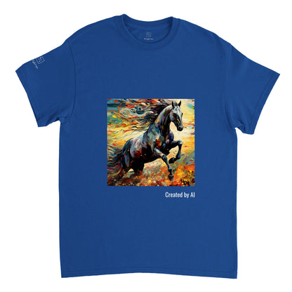 Black horse galloping T-shirt