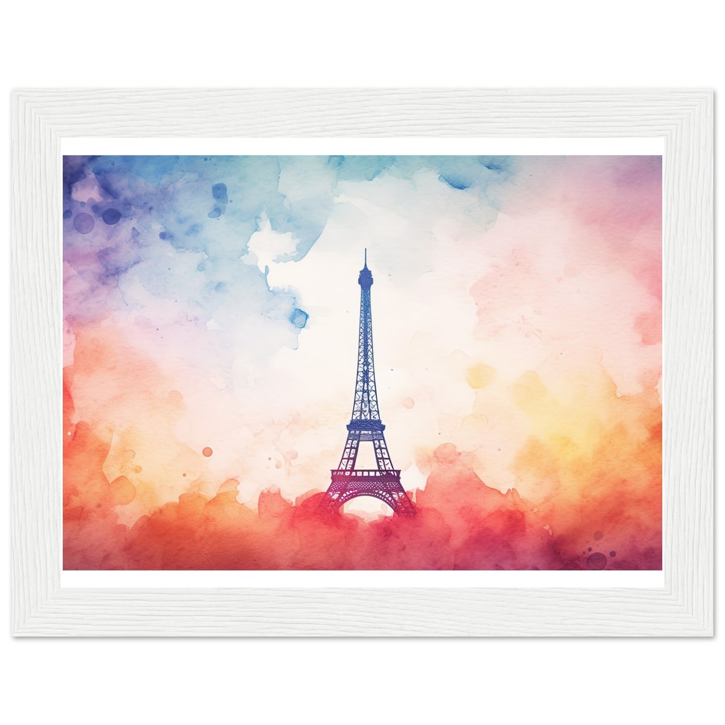 Watercolour Splashed Eiffel Tower