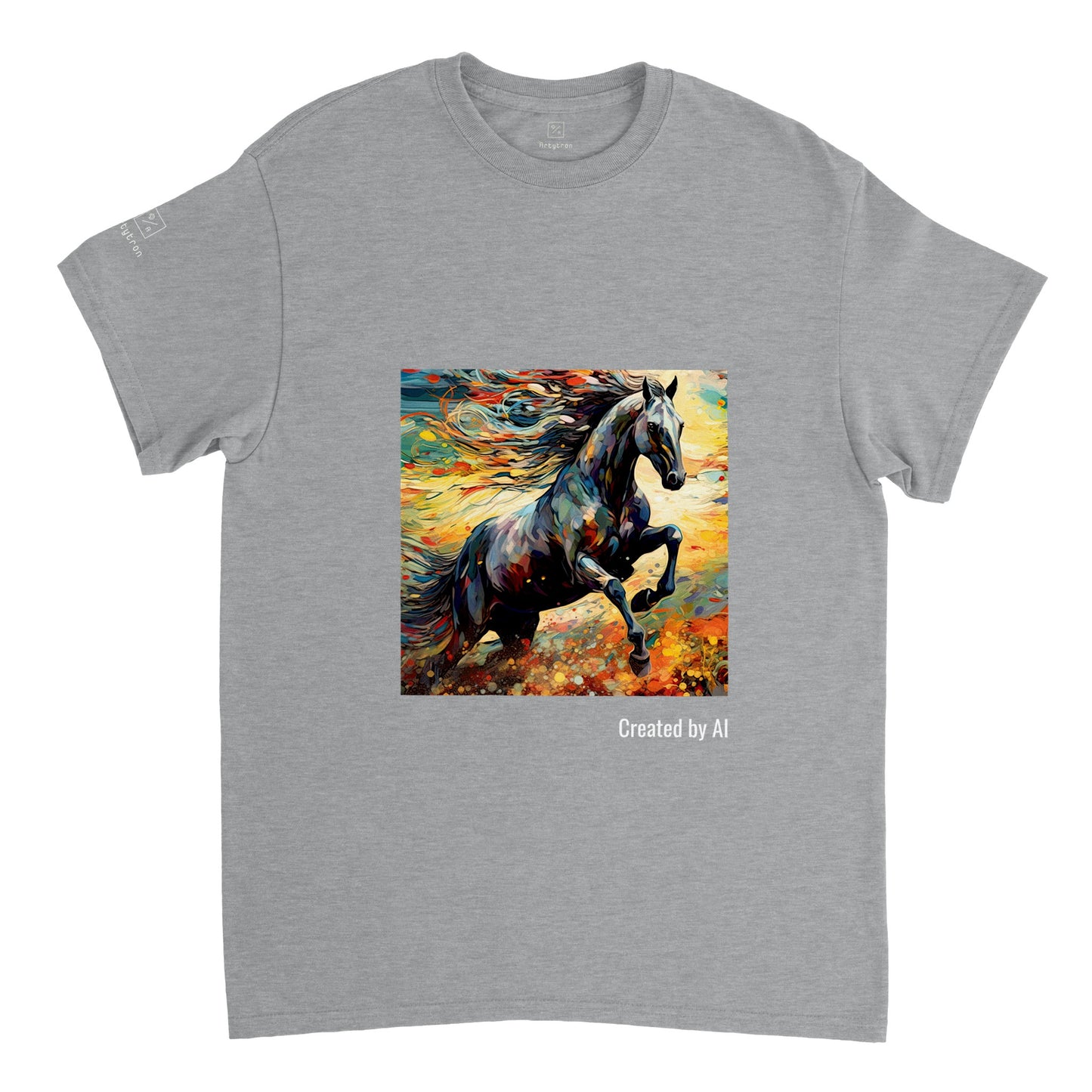 Black horse galloping T-shirt