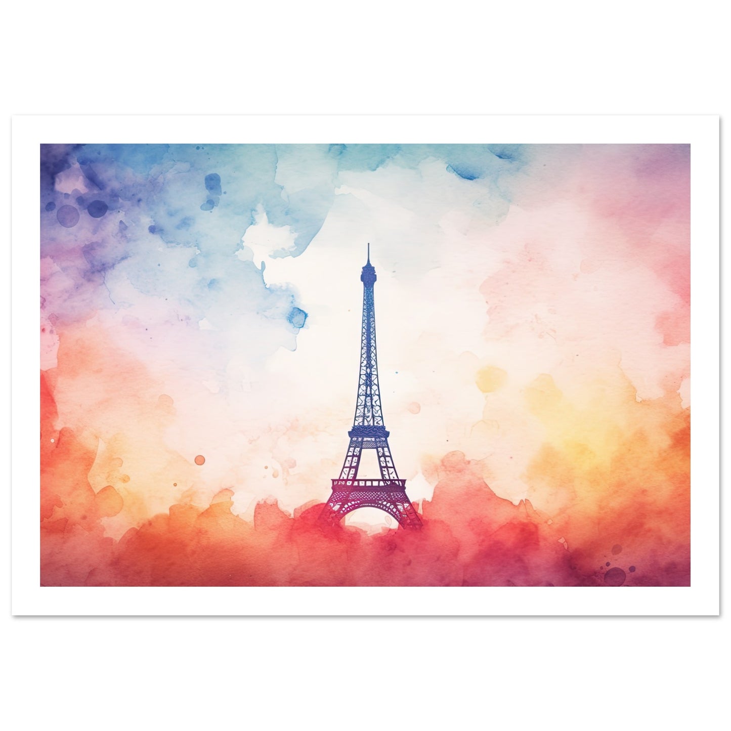 Watercolour Splashed Eiffel Tower