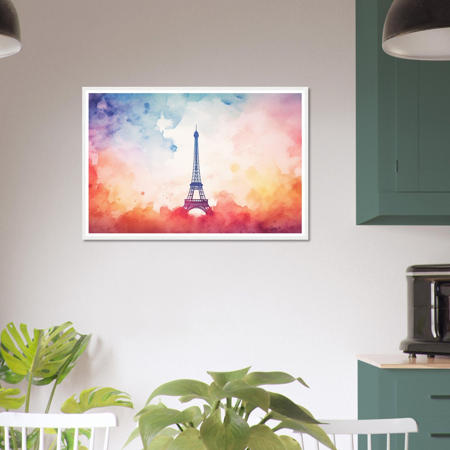 Watercolour Splashed Eiffel Tower