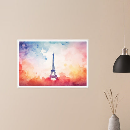 Watercolour Splashed Eiffel Tower