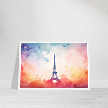 Watercolour Splashed Eiffel Tower